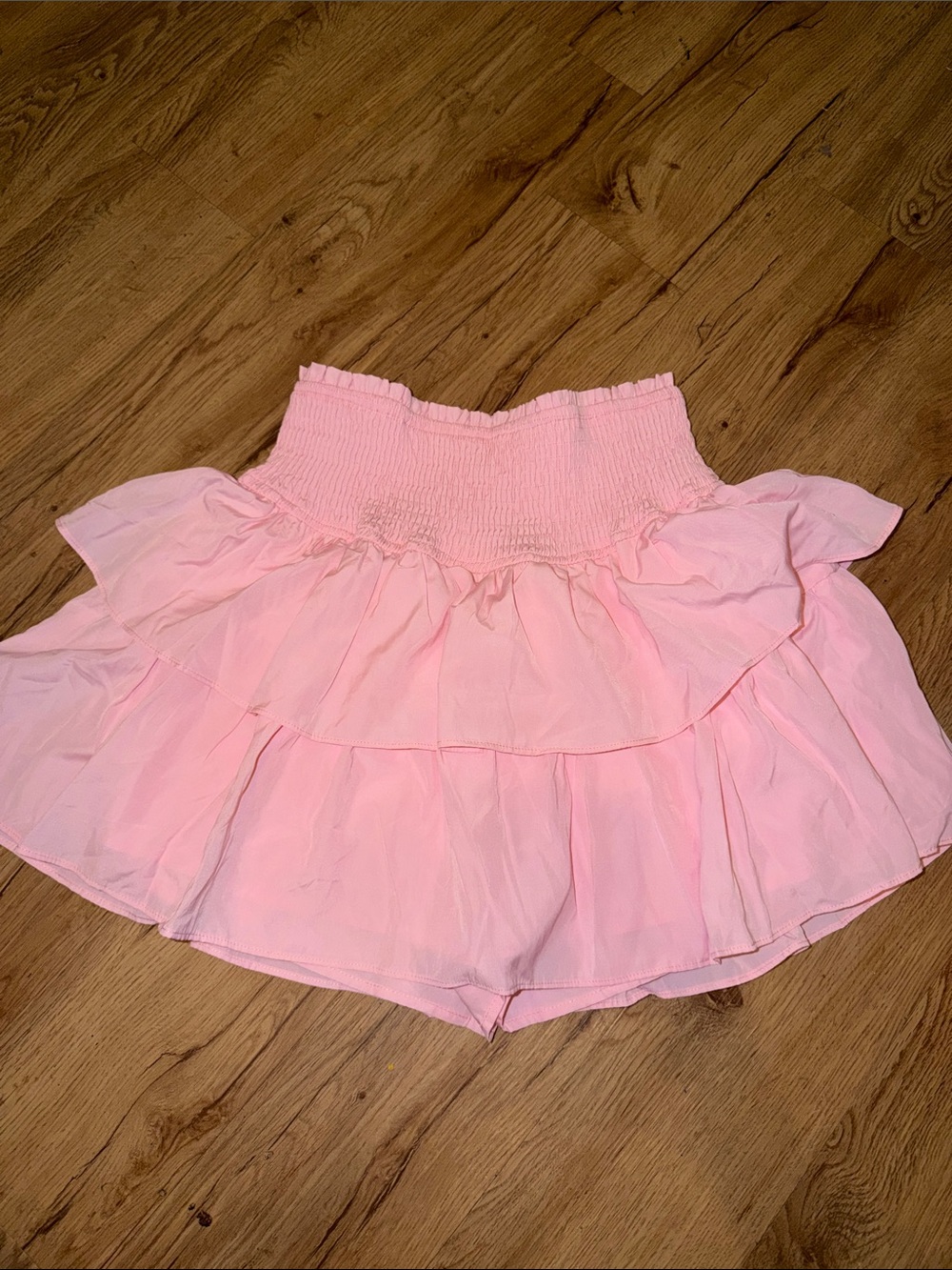 Pink Tiered Smocked Waist Skirted Shorts One Size Fits All